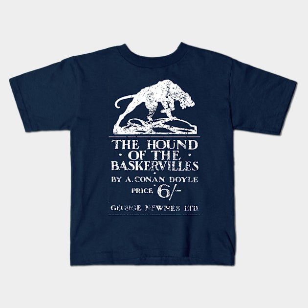 Distressed Hound White Kids T-Shirt by McWolf